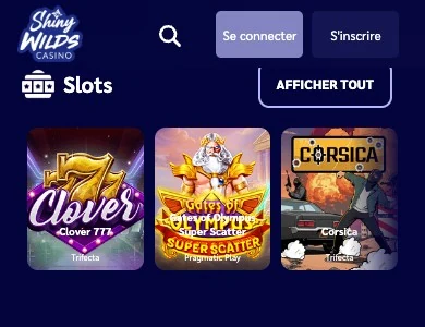 Shiny Wilds Casino: lobby automatů v mobilu